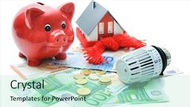  Presentation with piggy bank is evil - Theme having heating thermostat with piggy bank background and a mint green colored foreground