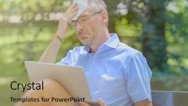  Presentation with heat and thermodynamics - Beautiful slide deck featuring heatwave - man suffers from heat while backdrop and a coral colored foreground