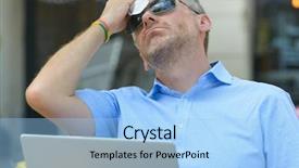  Presentation with heat - PPT theme enhanced with heatwave - man suffers from heat while background and a light blue colored foreground