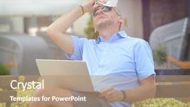  Presentation with heat - Colorful presentation theme enhanced with heatwave - man suffers from heat while backdrop and a coral colored foreground