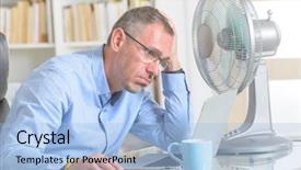  Presentation with heat - Audience pleasing slide deck consisting of heatwave - man suffers from heat while backdrop and a light blue colored foreground