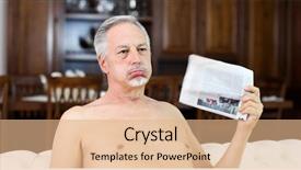  Presentation with weather - PPT theme consisting of heatwave - naked senior man suffering background and a coral colored foreground