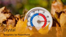  Presentation with hot thermometer - Presentation theme featuring heatwave - outdoor thermometer with celsius scale background and a gold colored foreground