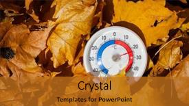  Presentation with hot thermometer - Amazing presentation theme having heatwave - outdoor thermometer with celsius scale backdrop and a gold colored foreground