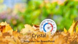  Presentation with hot thermometer - Colorful presentation theme enhanced with heatwave - outdoor thermometer with celsius scale backdrop and a yellow colored foreground