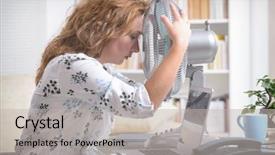  Presentation with heat - Slides enhanced with heatwave - woman suffers from heat while background and a light gray colored foreground