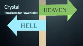  Presentation with heaven hell - Presentation design having heaven hell - conceptual road signs on choice background and a tawny brown colored foreground