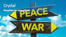  Presentation with heaven hell - Presentation design with heaven hell - peace - war signpost background and a teal colored foreground