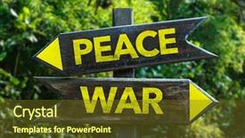  Presentation with heaven hell - Colorful slide set enhanced with heaven hell - peace - war signpost backdrop and a tawny brown colored foreground