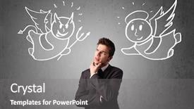  Presentation with devil angel - Presentation theme consisting of heaven hell - young businessman standing background and a gray colored foreground