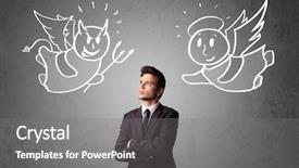  Presentation with devil angel - Beautiful slides featuring heaven hell - young businessman standing backdrop and a gray colored foreground