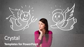  Presentation with heaven hell - Slide set consisting of heaven hell - young woman standing background and a gray colored foreground