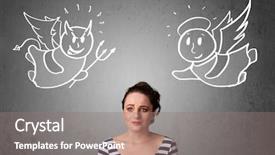  Presentation with heaven hell - Colorful presentation theme enhanced with heaven hell - young woman standing backdrop and a gray colored foreground