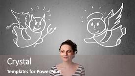  Presentation with devil angel - Colorful theme enhanced with heaven hell - young woman standing backdrop and a gray colored foreground