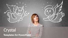  Presentation with heaven hell - Slides consisting of heaven hell - young woman standing background and a gray colored foreground