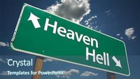  Presentation with hell - Audience pleasing presentation theme consisting of heaven hell road sign backdrop and a ocean colored foreground