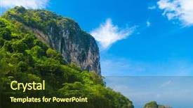  Presentation with earth moving construction heavy equipment - Theme featuring heaven on earth idyllic seascape background and a tawny brown colored foreground