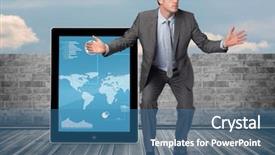  Presentation with standing out in the crowd - Amazing PPT theme having heaven shining earth - businessman standing with arms backdrop and a  colored foreground