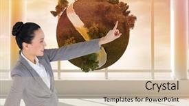  Presentation with microwave imaging image of modern - Presentation design featuring heaven shining earth - composite image of smiling asian background and a  colored foreground