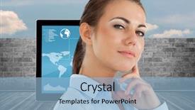  Presentation with town hall sky scrappers - Presentation consisting of heaven shining earth - side view of thinking young background and a  colored foreground