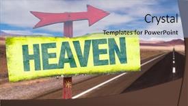  Presentation with heaven hell - Slide deck featuring heaven sign with road background background and a light blue colored foreground