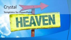  Presentation with hell - Cool new slide deck with heaven sign with sky background backdrop and a light blue colored foreground