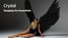  Presentation with sensuality woman black angel relaxing - Presentation design featuring heavenly angels - angel woman posing background and a dark gray colored foreground