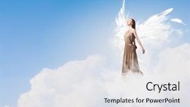  Presentation with sensuality woman black angel relaxing - Amazing PPT theme having heavenly angels - angelic beautiful woman backdrop and a white colored foreground