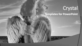  Presentation with angel - PPT layouts having heavenly angels - beautiful angel in a sea background and a gray colored foreground