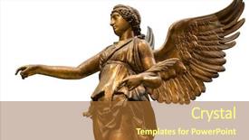  Presentation with angel - Theme featuring heavenly angels - beautiful young woman angel statue background and a red colored foreground