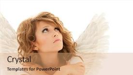  Presentation with teenage girl - Colorful presentation theme enhanced with heavenly angels - picture of unhappy teenage angel backdrop and a  colored foreground