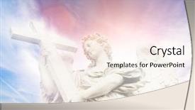  Presentation with angel - Audience pleasing PPT theme consisting of heavenly angels - statue of angel backdrop and a cream colored foreground
