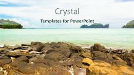  Presentation with rocky - Beautiful presentation theme featuring heavenly cove rocky bay backdrop and a sky blue colored foreground