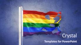  Presentation with rainbow flag - Beautiful theme featuring torn rainbow flag against grunge backdrop and a ocean colored foreground