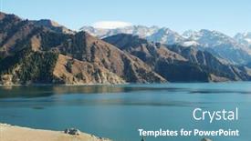  Presentation with china - Amazing slide set having heavenly-lake-with-moutains-xinjiang backdrop and a teal colored foreground