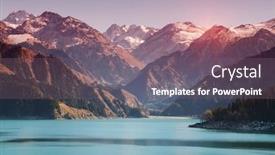  Presentation with heavenly ights - Presentation design consisting of heavenly-lake-with-moutains-xinjiang background and a gray colored foreground