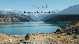  Presentation with china - Presentation design featuring heavenly-lake-with-moutains-xinjiang background and a light blue colored foreground