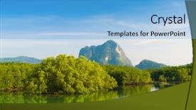  Presentation with serene - Presentation design featuring yong businessman holding digital tablet computer showing screen display isolate on white background background and a dark gray colored foreground