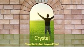  Presentation with nature design - Slide set featuring heavens gate - arch from bricks and man background and a tawny brown colored foreground