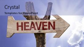  Presentation with heaven - Theme consisting of heavens gate - heaven wooden sign background and a light blue colored foreground