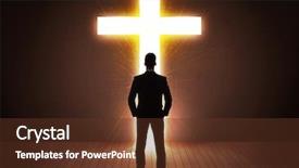  Presentation with railroad crossing railroad crossing sign - Audience pleasing presentation theme consisting of heavens gate - man looking at bright cross backdrop and a tawny brown colored foreground