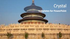  Presentation with heaven - Colorful slide set enhanced with heavens gate - temple of heaven at sunset backdrop and a teal colored foreground