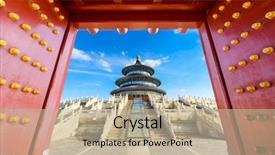  Presentation with heaven - Slides having heavens gate - temple of heaven in beijing background and a mint green colored foreground