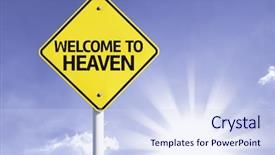  Presentation with welcome - Cool new presentation with heavens gate - welcome to heaven road sign backdrop and a sky blue colored foreground