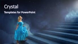  Presentation with stairs - Beautiful slide set featuring heavens gate - young blond woman in blue backdrop and a wine colored foreground