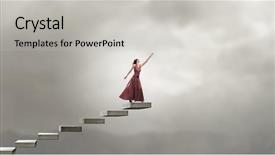  Presentation with walking - Cool new slides with heavens gate - young blond woman in dress backdrop and a light gray colored foreground