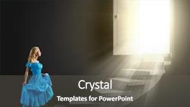  Presentation with walking - PPT layouts featuring heavens gate - young woman in blue dress background and a gray colored foreground