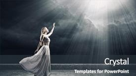  Presentation with white and black woman climbing ladders - Presentation theme with heavens gate - young woman in white long background and a tawny brown colored foreground