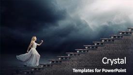  Presentation with stepping - Cool new slides with heavens gate - young woman in white long backdrop and a dark gray colored foreground