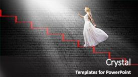  Presentation with stepping - Cool new PPT theme with heavens gate - young woman in white long backdrop and a dark gray colored foreground